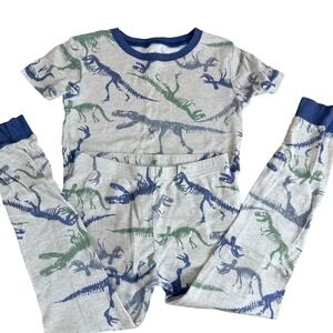 Carter's‎ Kids 7/7A Dinosaur Skeleton Pajama Set Short Sleeve Top Pants Cotton